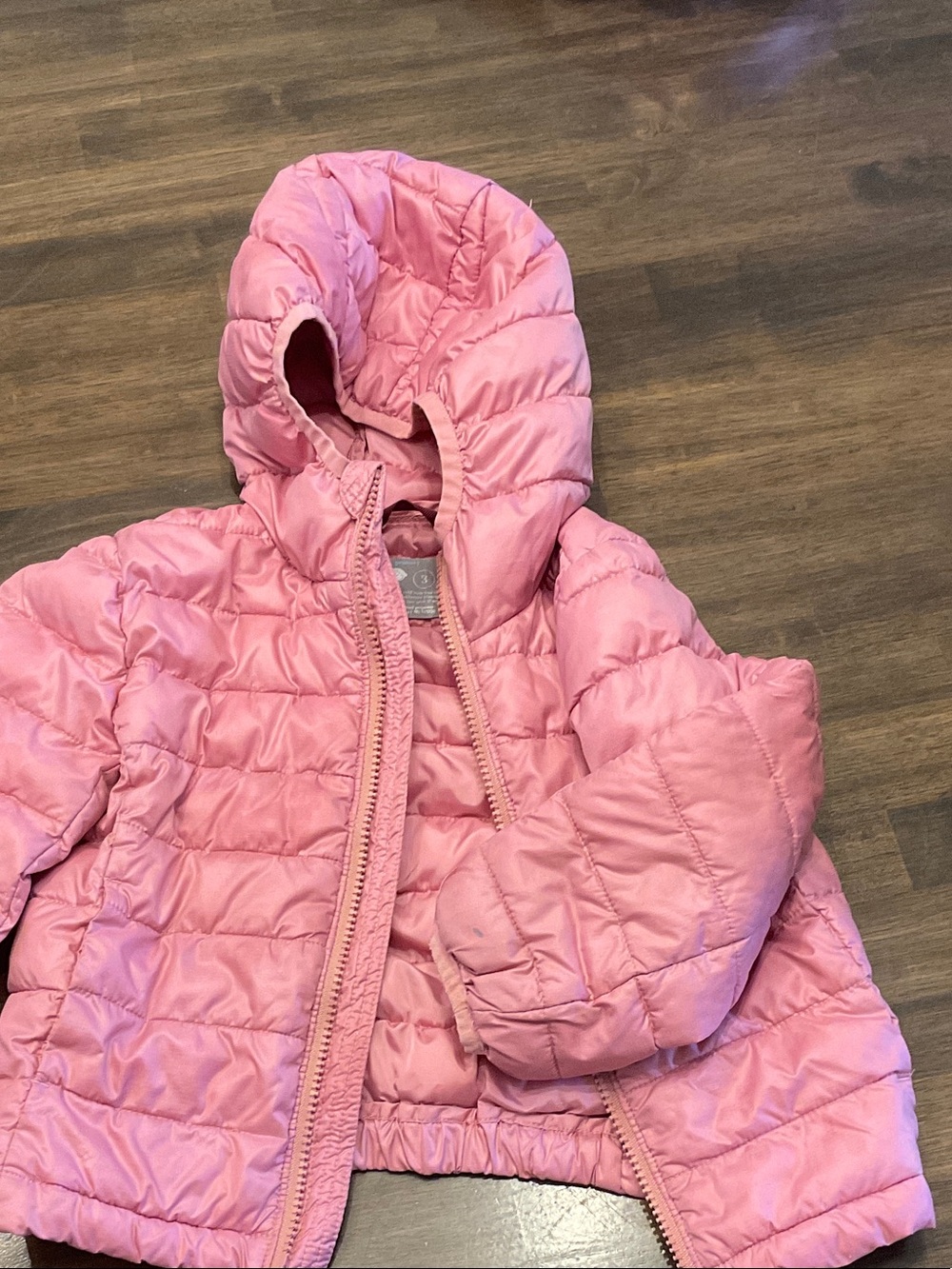 Primary brand pink hooded puffer jacket size 3